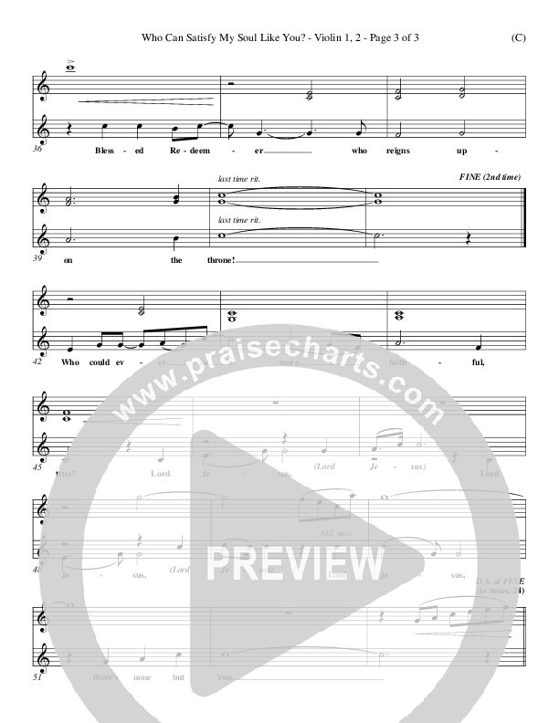 Who Can Satisfy My Soul Like You Violin 1/2 (Dennis Jernigan)