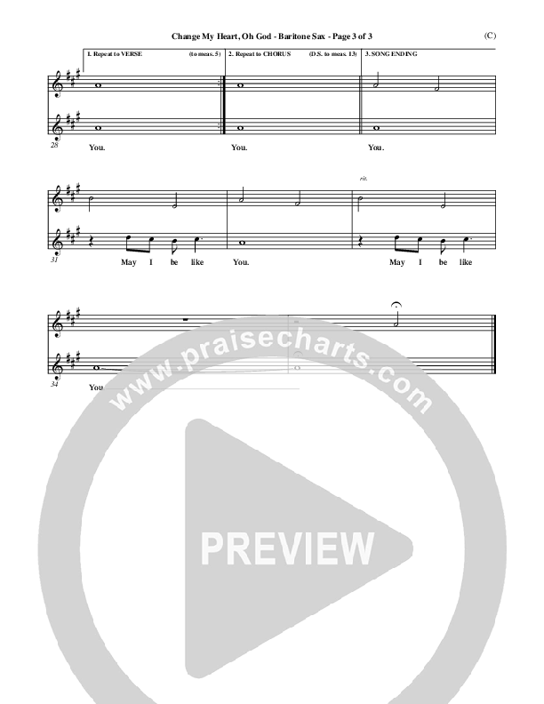 Change My Heart Oh God Bari Sax (Eddie Espinosa)