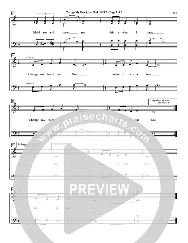 Change My Heart Oh God Choir Vocals (SATB) (Eddie Espinosa)