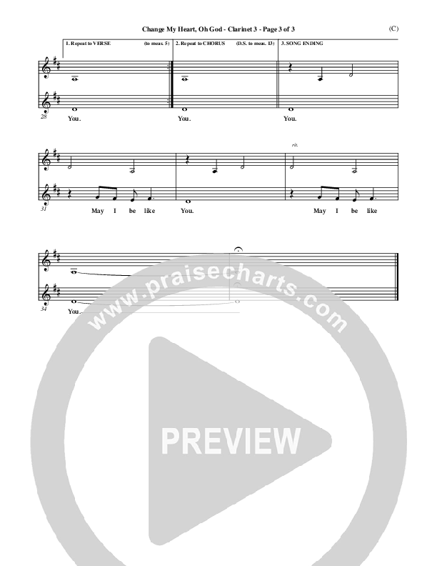 Change My Heart Oh God Clarinet 3 (Eddie Espinosa)