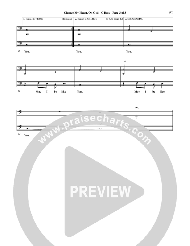 Change My Heart Oh God Contrabass (Eddie Espinosa)