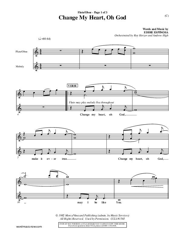 Change My Heart Oh God Flute/Oboe (Eddie Espinosa)