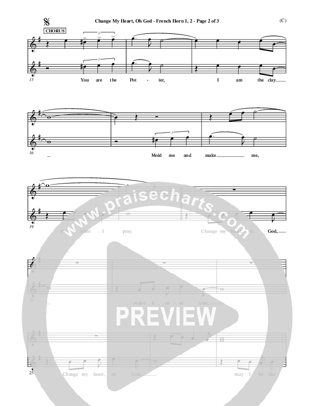 Change My Heart Oh God French Horn 1/2 (Eddie Espinosa)