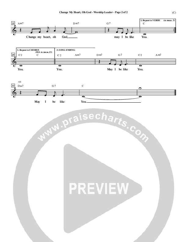 Change My Heart Oh God Lead Sheet (Eddie Espinosa)