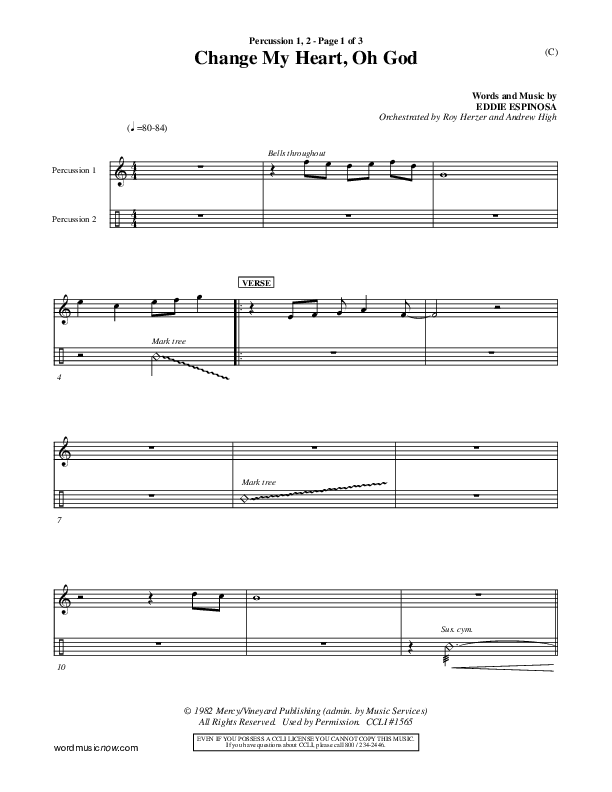 Change My Heart Oh God Percussion 1/2 (Eddie Espinosa)