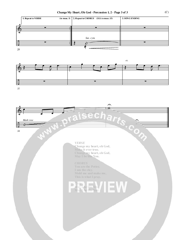 Change My Heart Oh God Percussion 1/2 (Eddie Espinosa)