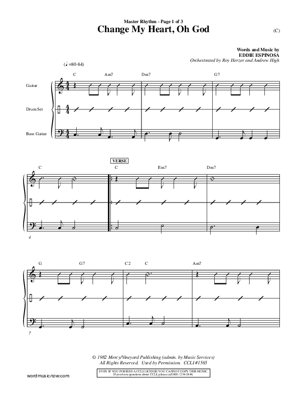 Change My Heart Oh God Rhythm Chart (Eddie Espinosa)