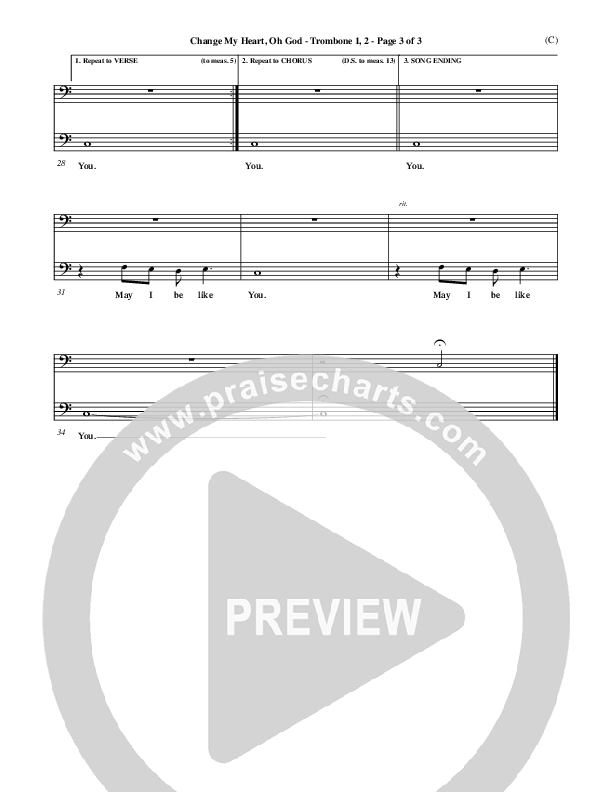 Change My Heart Oh God Trombone 1/2 (Eddie Espinosa)