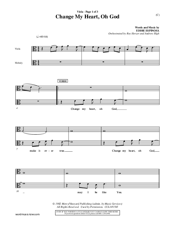 Change My Heart Oh God Viola (Eddie Espinosa)