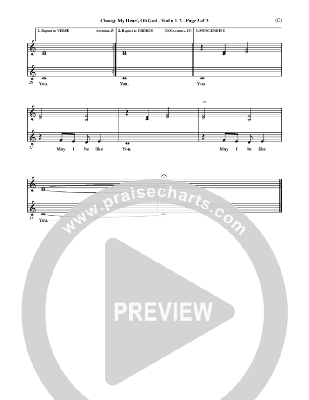 Change My Heart Oh God Violin 1/2 (Eddie Espinosa)