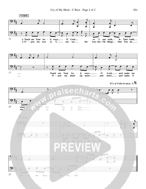 Cry of My Heart Contrabass (Terry Butler)