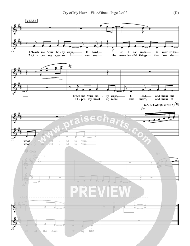 Cry of My Heart Flute/Oboe (Terry Butler)