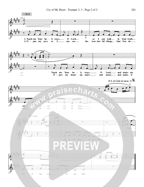 Cry of My Heart Trumpet 2/3 (Terry Butler)