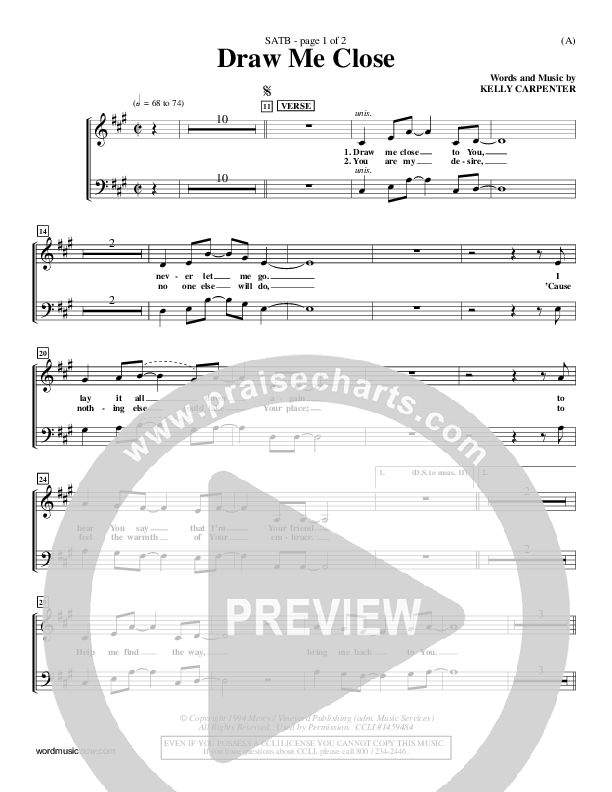 Draw Me Close Choir Vocals (SATB) (Kelly Carpenter)