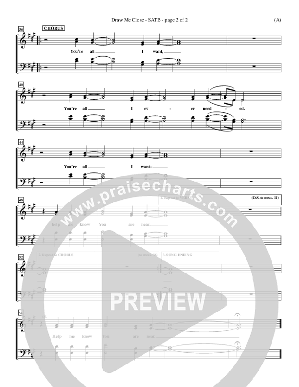 Draw Me Close Choir Sheet (SATB) (Kelly Carpenter)