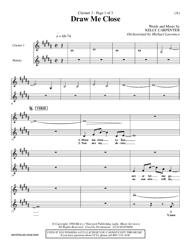 Draw Me Close Clarinet 3 (Kelly Carpenter)