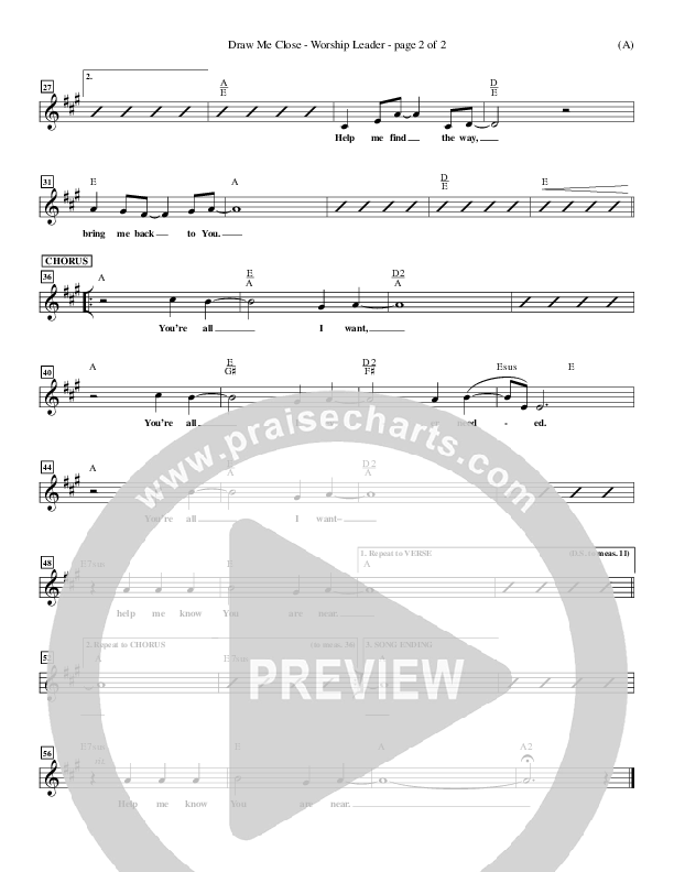 Draw Me Close Lead Sheet (Kelly Carpenter)