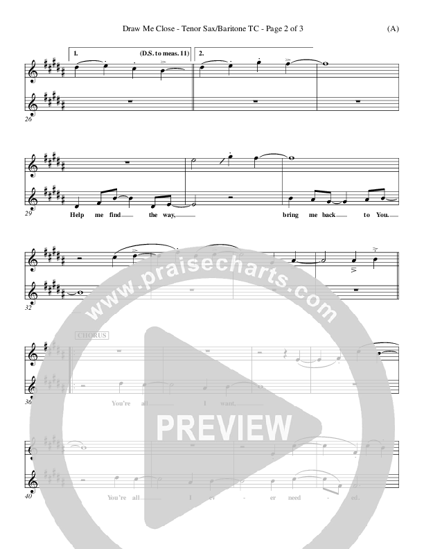 Draw Me Close Tenor Sax/Baritone T.C. (Kelly Carpenter)