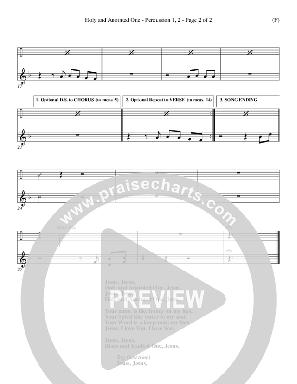 Holy And Anointed One Percussion 1/2 (John Barnett)