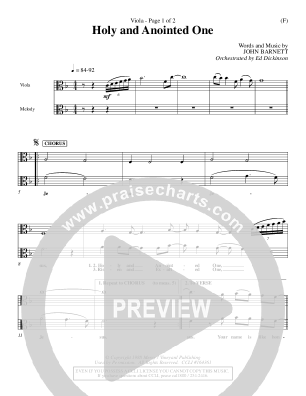 Holy And Anointed One Viola (John Barnett)