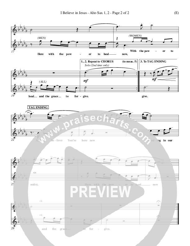 I Believe In Jesus Alto Sax 1/2 (Marc Nelson)