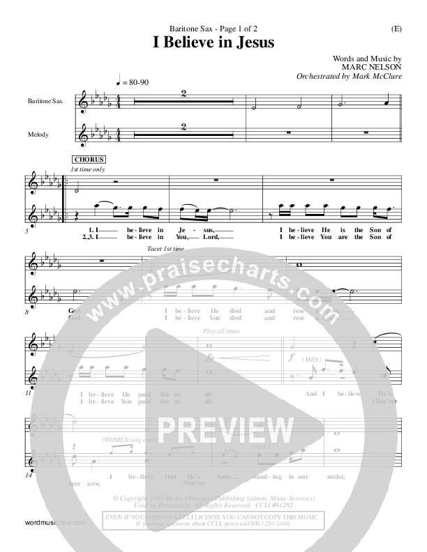 I Believe In Jesus Bari Sax (Marc Nelson)