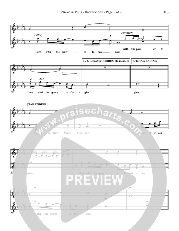 I Believe In Jesus Bari Sax (Marc Nelson)