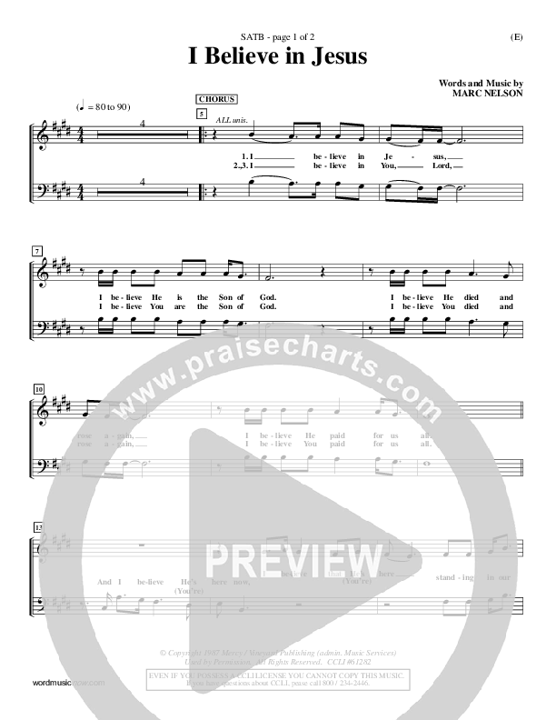 I Believe In Jesus Choir Sheet (SATB) (Marc Nelson)