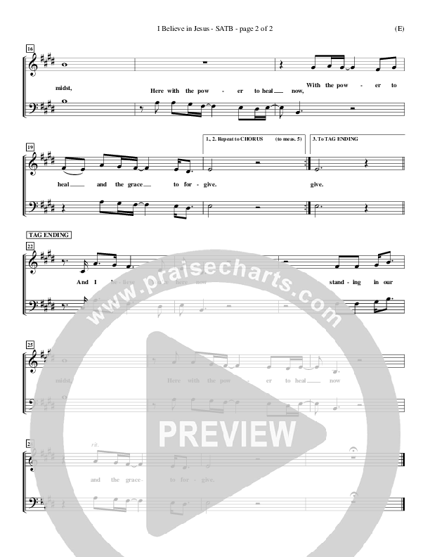 I Believe In Jesus Choir Sheet (SATB) (Marc Nelson)