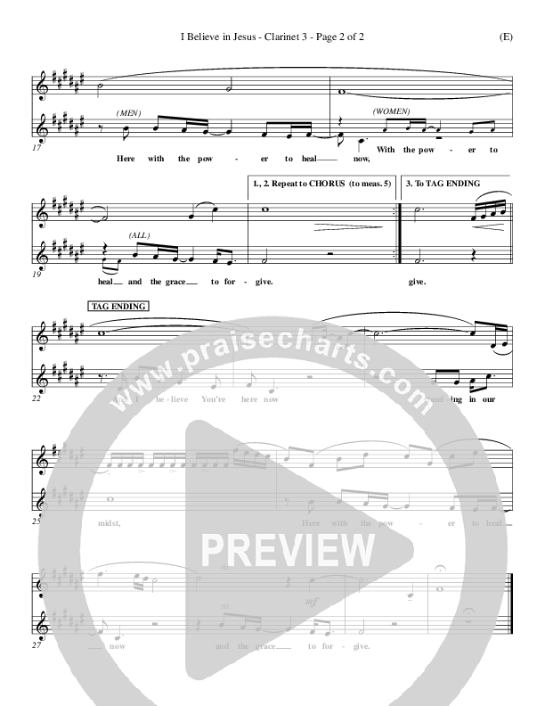 I Believe In Jesus Clarinet 3 (Marc Nelson)