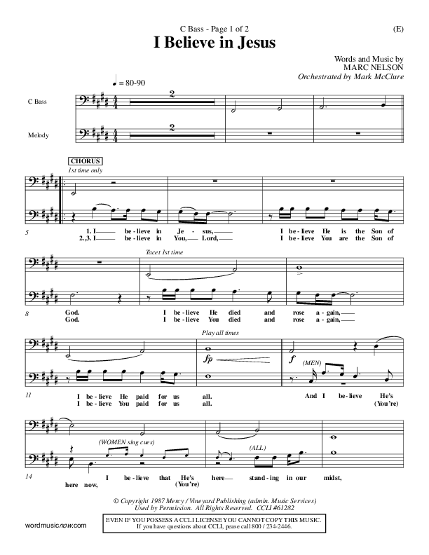 I Believe In Jesus Contrabass (Marc Nelson)