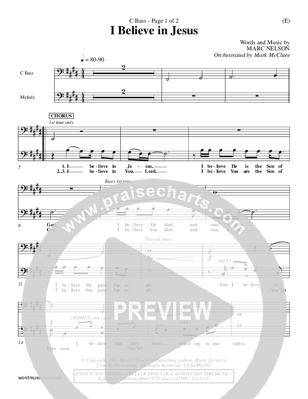 I Believe In Jesus Contrabass (Marc Nelson)