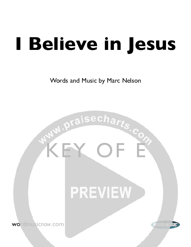 I Believe In Jesus Cover Sheet (Marc Nelson)