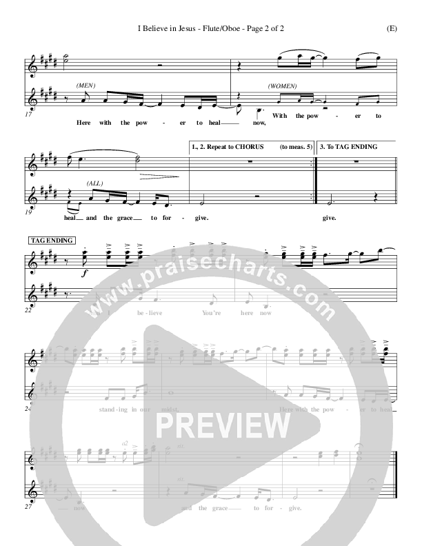 I Believe In Jesus Flute/Oboe (Marc Nelson)