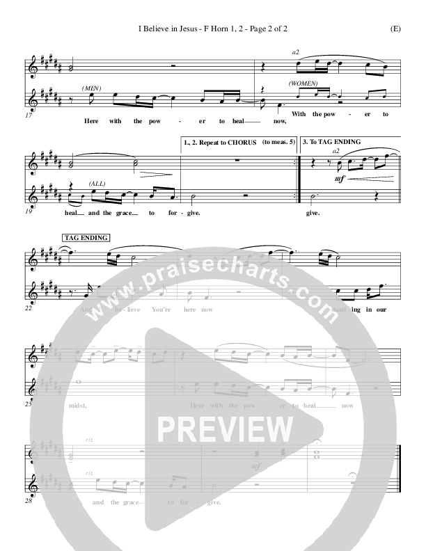 I Believe In Jesus French Horn 1/2 (Marc Nelson)