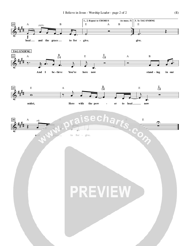 I Believe In Jesus Lead Sheet (Marc Nelson)