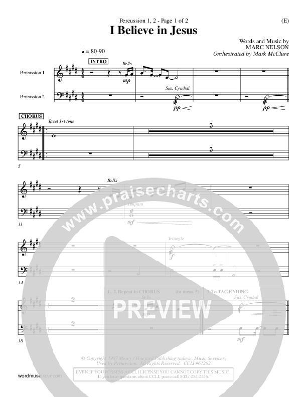 I Believe In Jesus Percussion 1/2 (Marc Nelson)