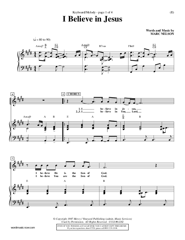 I Believe In Jesus Piano/Vocal (Marc Nelson)
