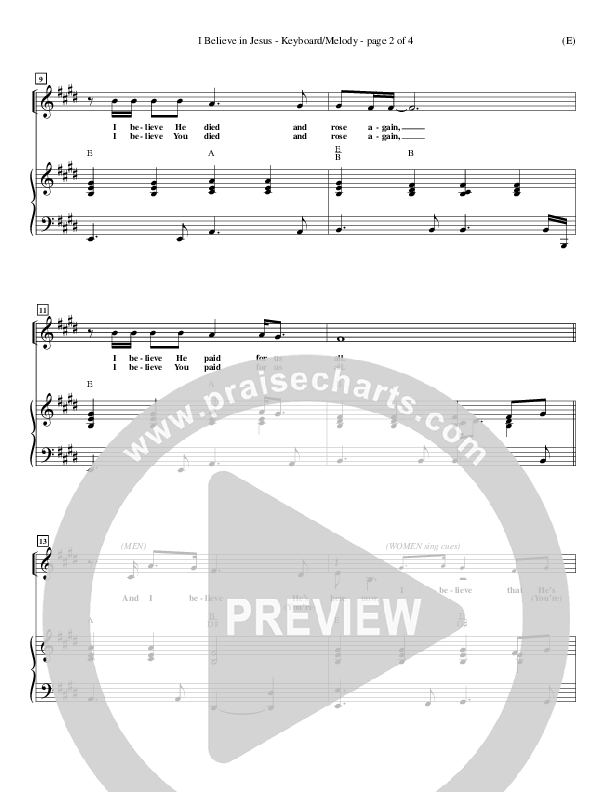 I Believe In Jesus Piano/Vocal (Marc Nelson)