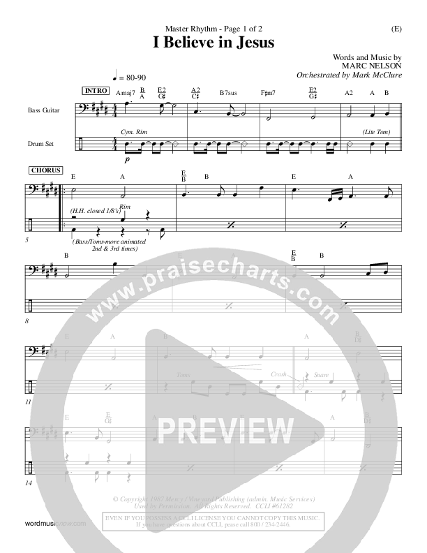 I Believe In Jesus Rhythm Chart (Marc Nelson)