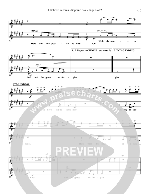 I Believe In Jesus Soprano Sax (Marc Nelson)