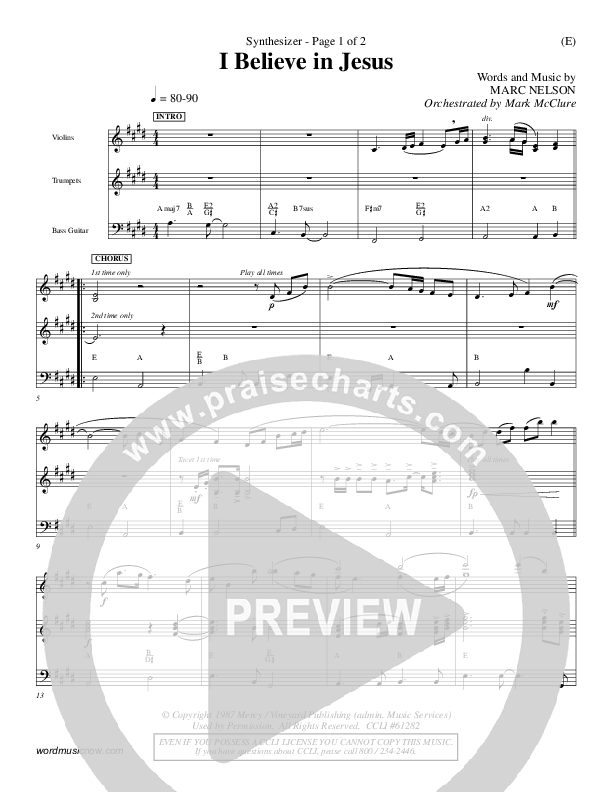 I Believe In Jesus Synth (Marc Nelson)