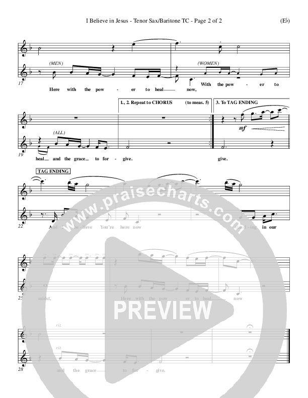 I Believe In Jesus Tenor Sax/Baritone T.C. (Marc Nelson)