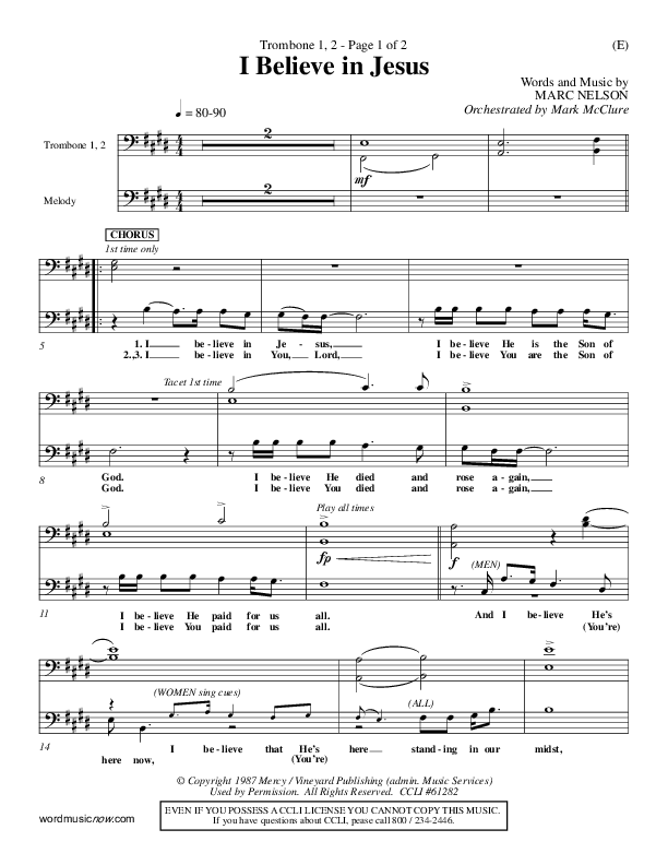 I Believe In Jesus Trombone 1/2 (Marc Nelson)