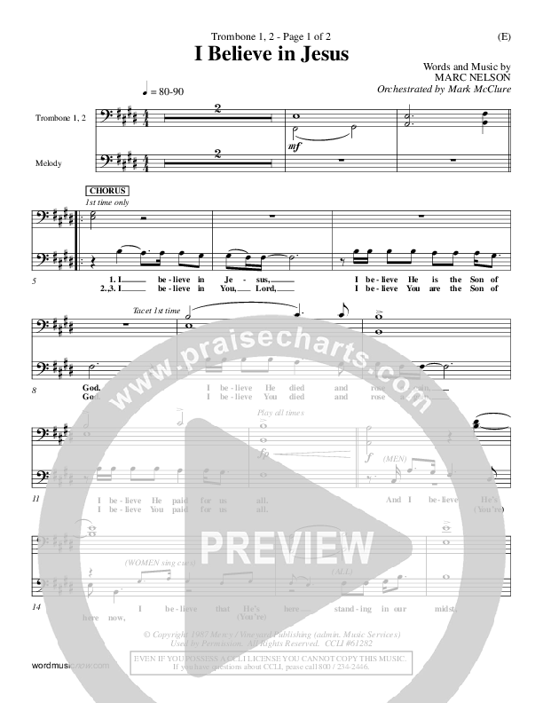 I Believe In Jesus Trombone 1/2 (Marc Nelson)