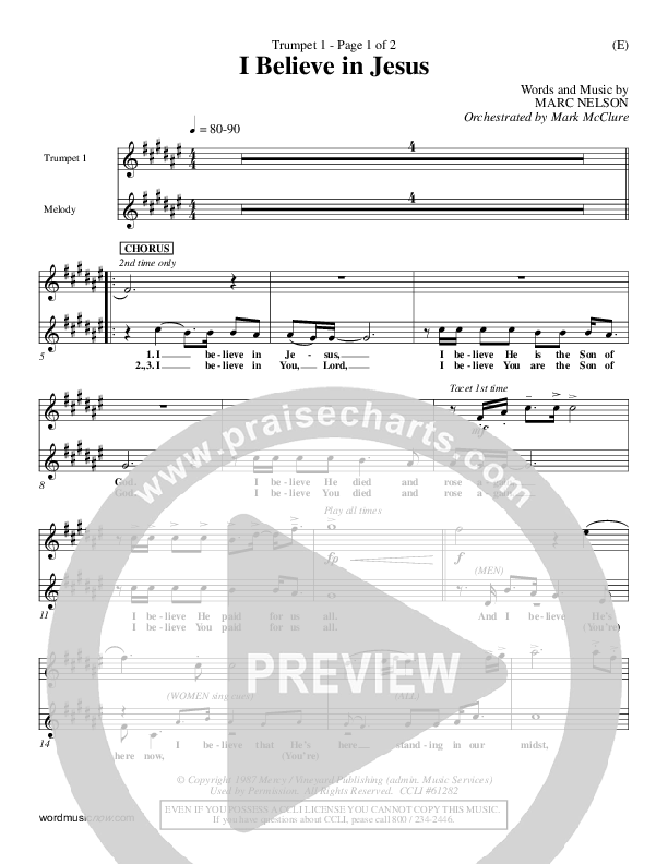 I Believe In Jesus Trumpet 1 (Marc Nelson)