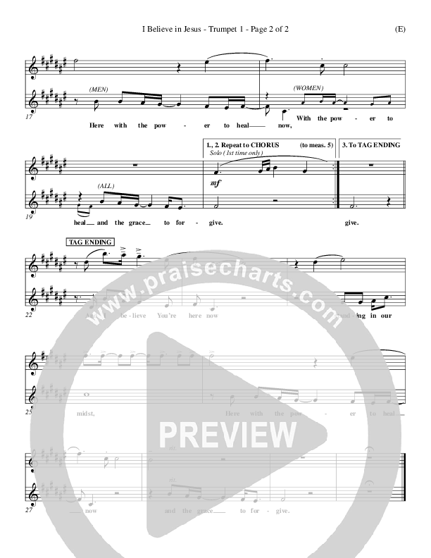 I Believe In Jesus Trumpet 1 (Marc Nelson)