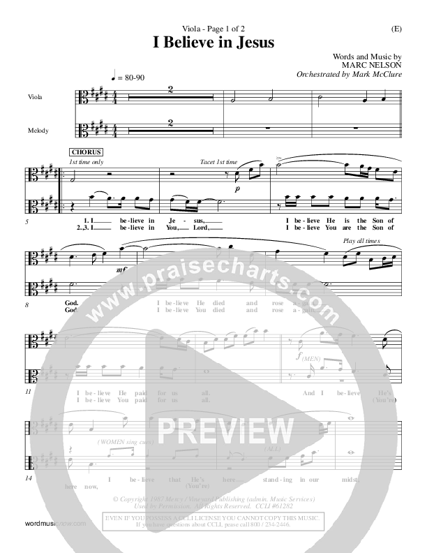 I Believe In Jesus Viola (Marc Nelson)