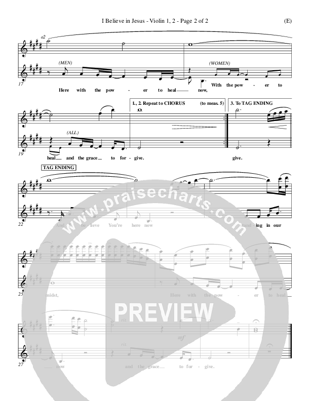 I Believe In Jesus Violin 1/2 (Marc Nelson)