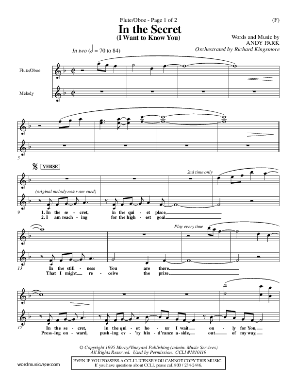 In The Secret Flute/Oboe (Andy Park)